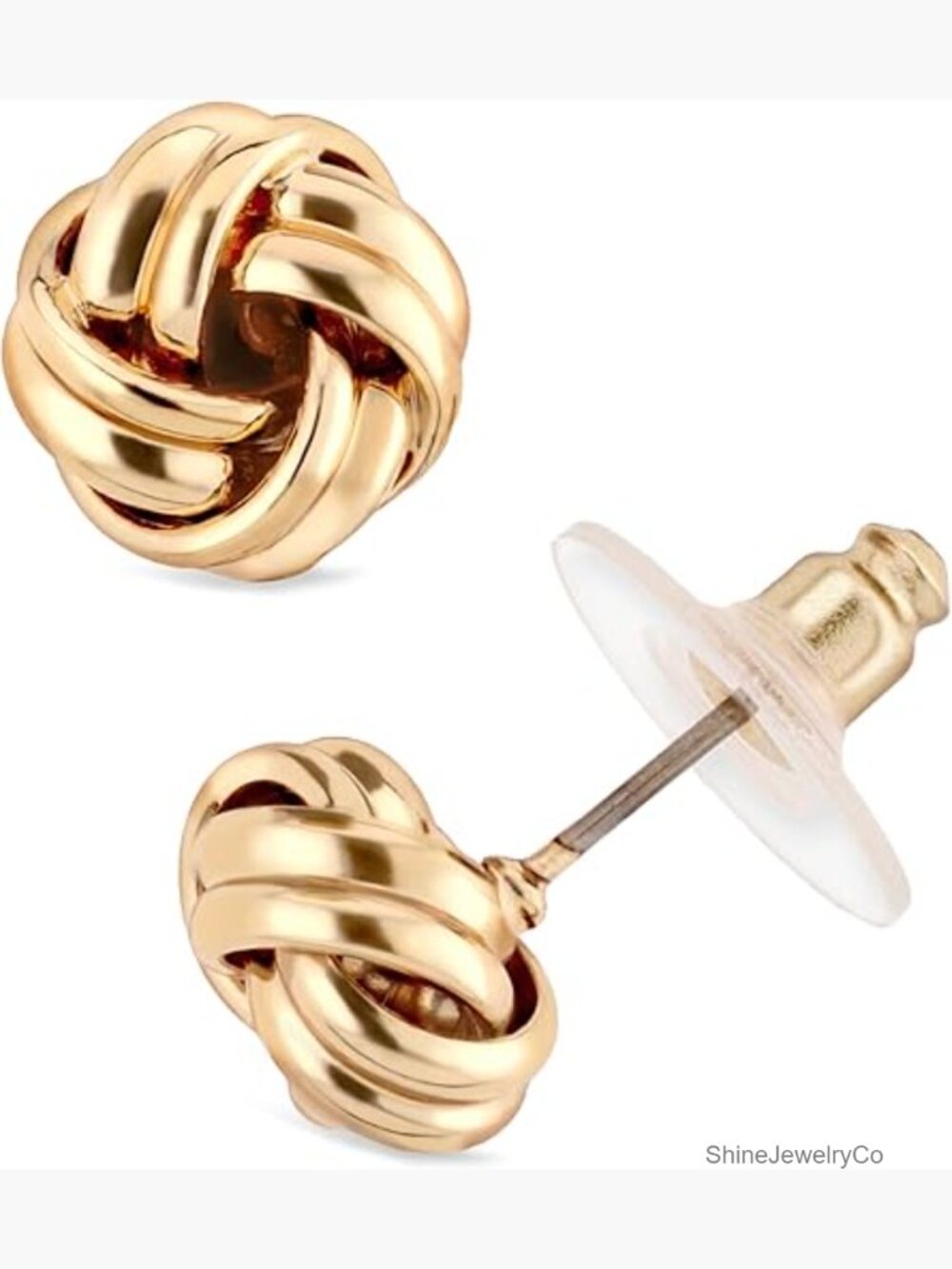 Knot Stud Earrings Pierced Fashion Jewelry Gold Tone
